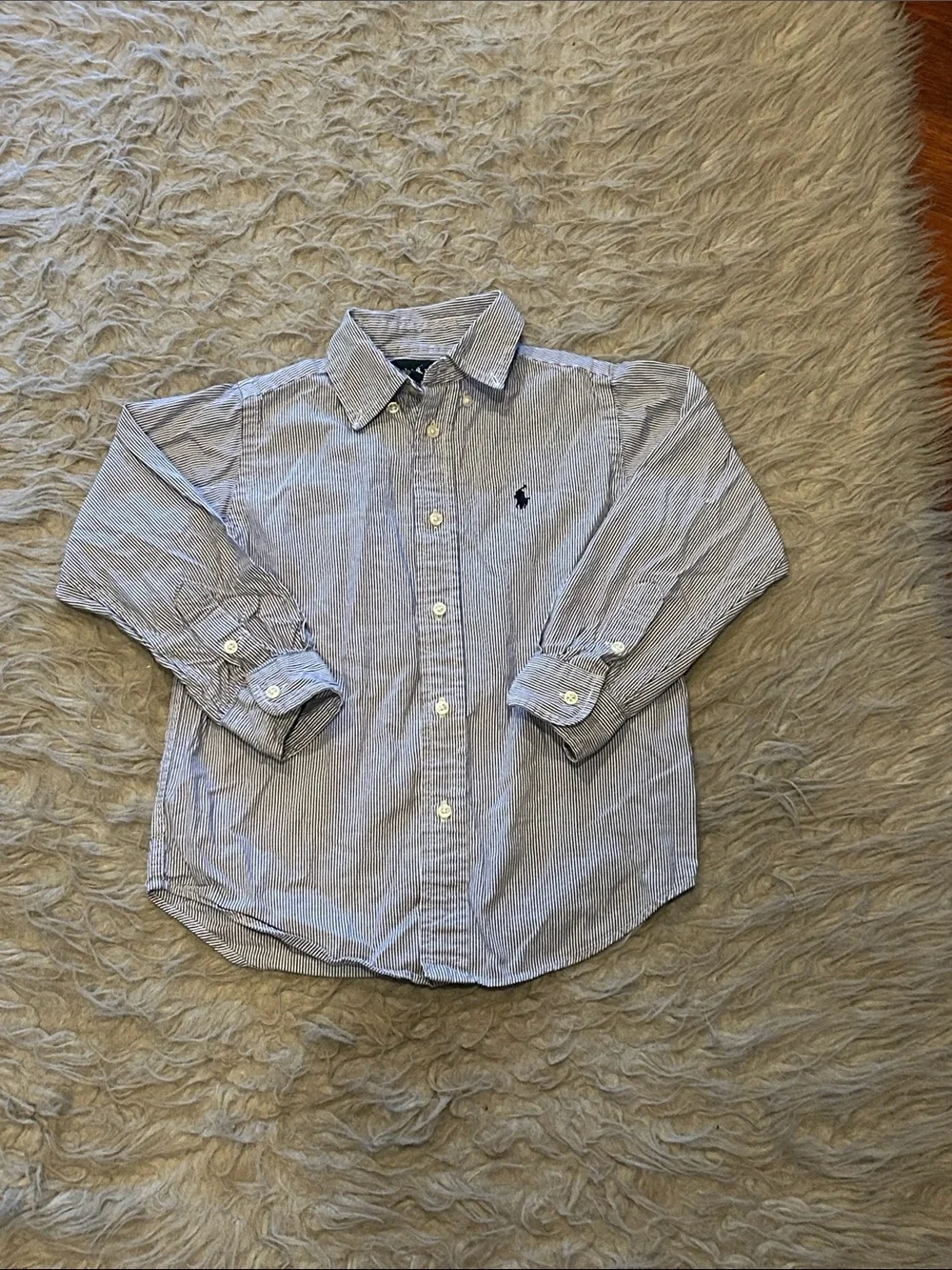 Ralph Lauren Light Blue‎ and White Striped Boys' Button-Up Shirt